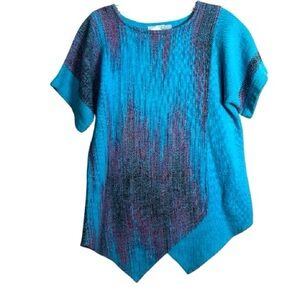 Dream Weaver Handwoven Blue Purple Asymmetrical Aztec Lagenlook Top